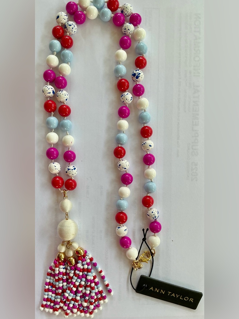 Ann Taylor 20 inch Beaded Tassel Necklace